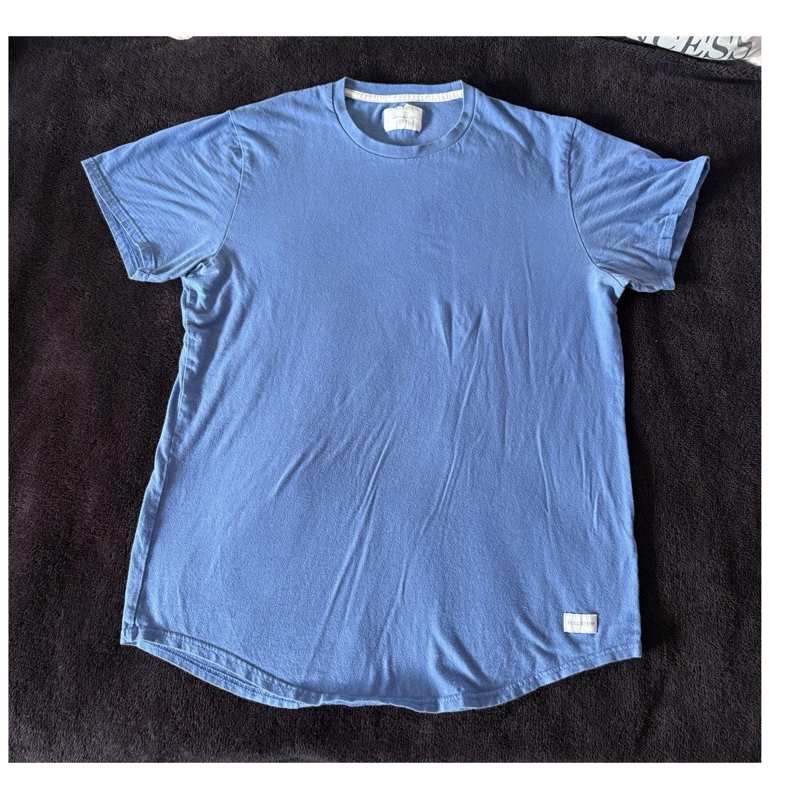 Hollister Longline fit curved bottom hem blue tee size men’s large gallery