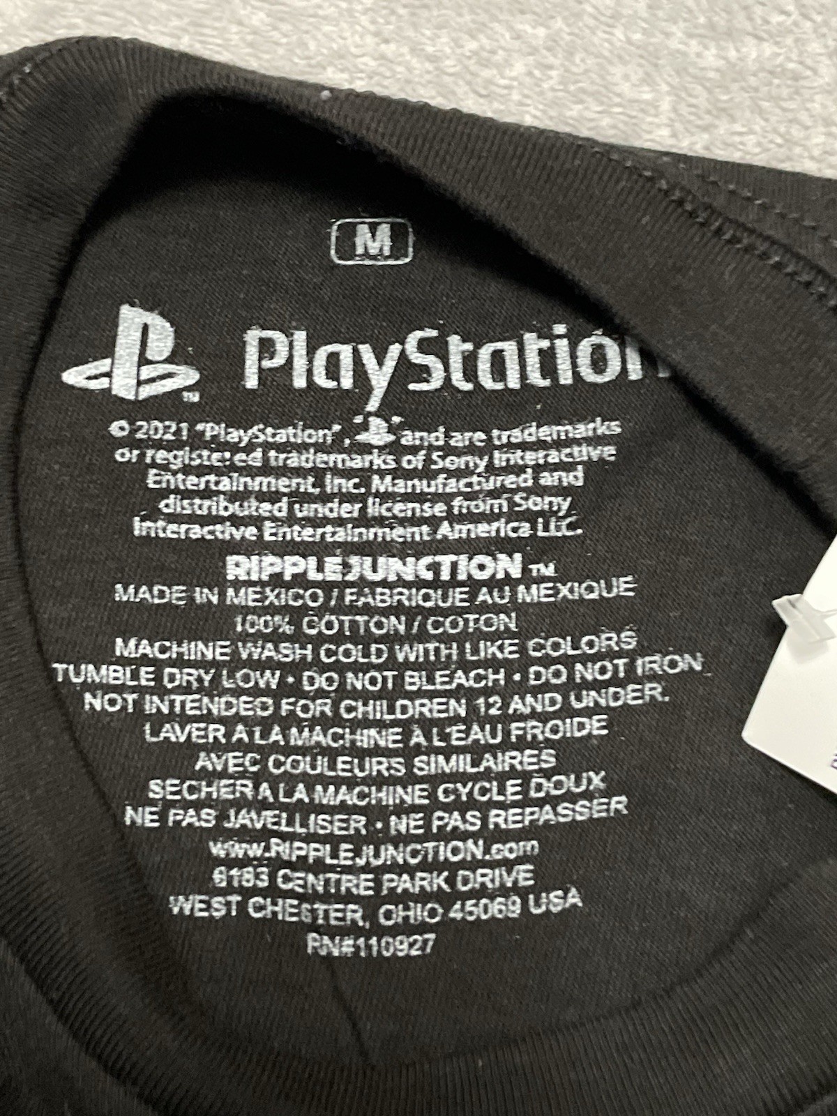 Sony PlayStation Classic Logo Ripple Junction T-Shirt Men's M Medium Black New gallery