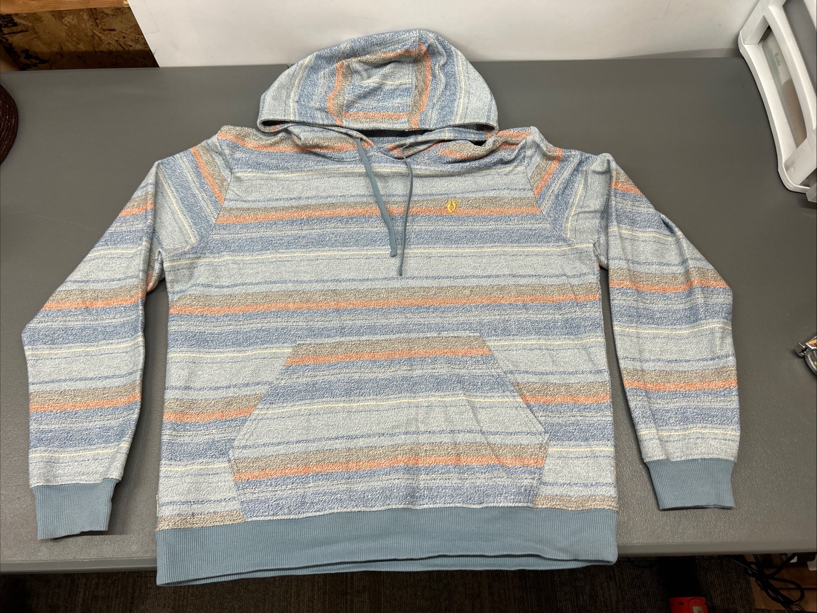 Vintage Hang Ten Hoodie Mens Medium Stripe Pullover Retro Kangaroo pocket Y2K 90 gallery