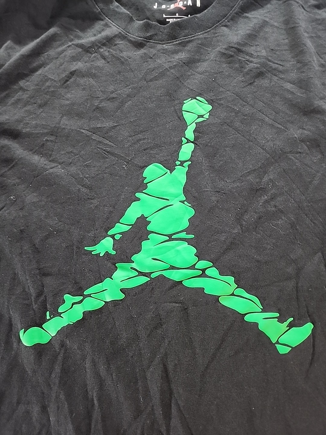 Nike Air Jordan Jumpman Logo Tee Mens T-Shirt Black Green Size L Sportswear Top gallery