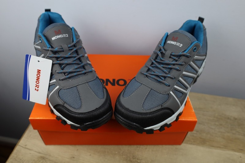 R2 Mono Blue Gray Hiking Shoes Mens Breathable Sneakers Mens Size 9.5
