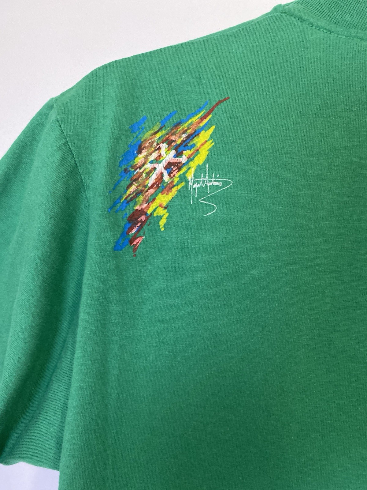 Vintage Hanes Heavyweight Green T-Shirt Medium Compass Rose Nautical 50/50 gallery
