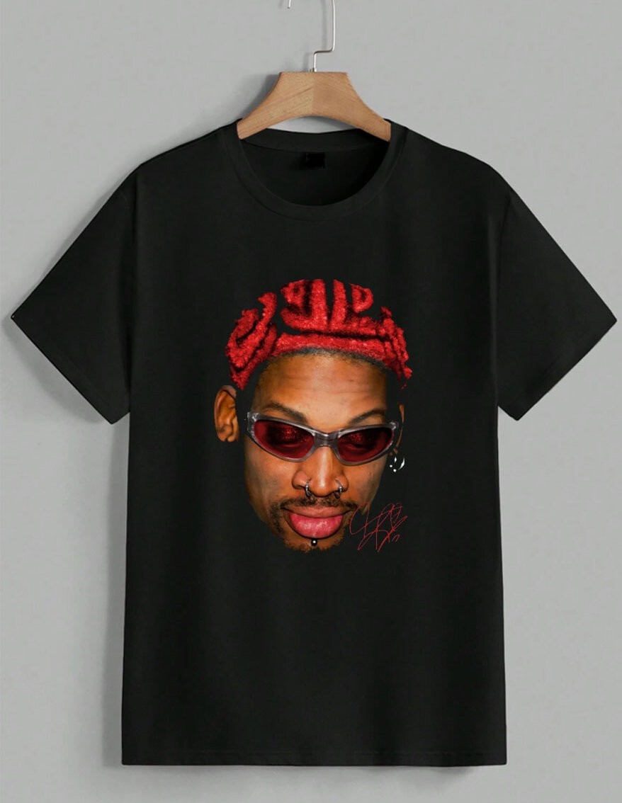 Dennis Rodman Red Zigzag Hair Cool T-Shirt Legend Vintage 90s Graphic Tee Unisex