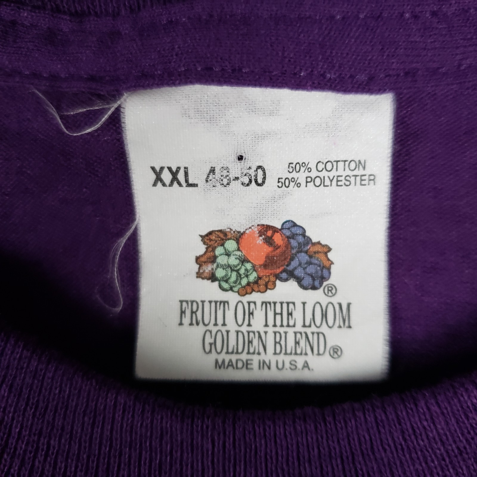Vtg 90s Fruit of the Loom Shirt XXL Purple USA Made Single Stitch Pocket Tee NOS gallery