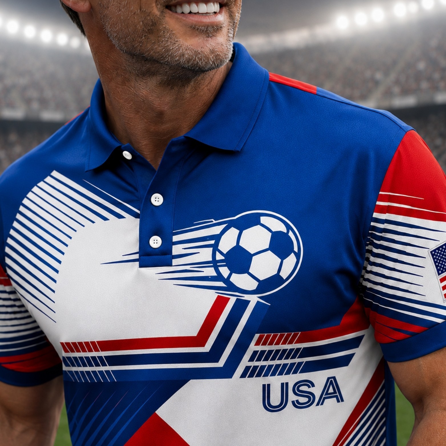 USA Soccer Polo Shirt Mens Patriotic American Flag Soccer Fan July 4th (S-5XL) gallery