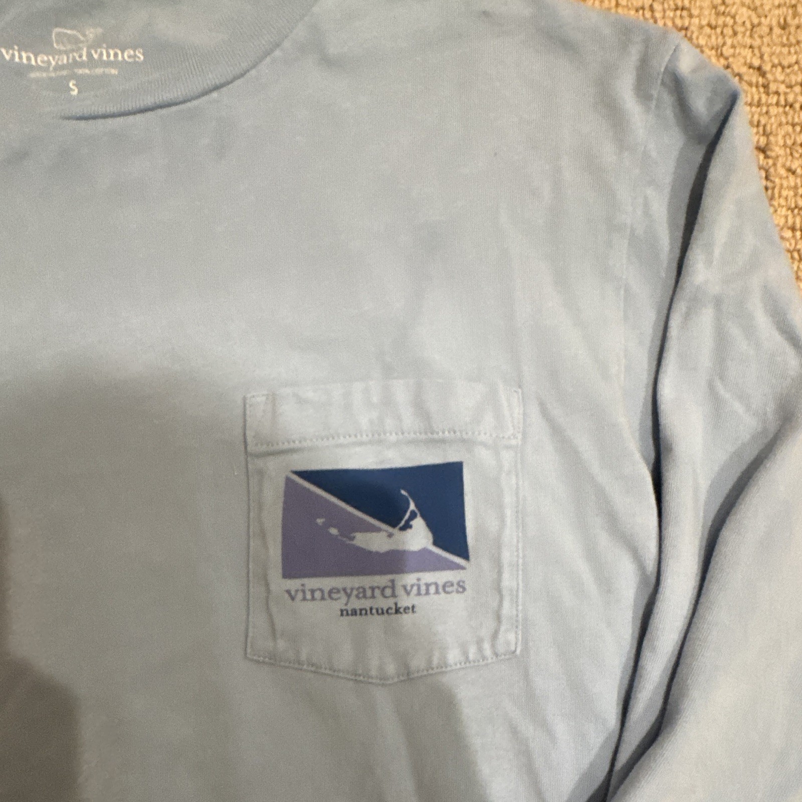 Vineyard Vines Men's Blue Long Sleeve Pocket T-Shirt Graphic Print S Cotton gallery