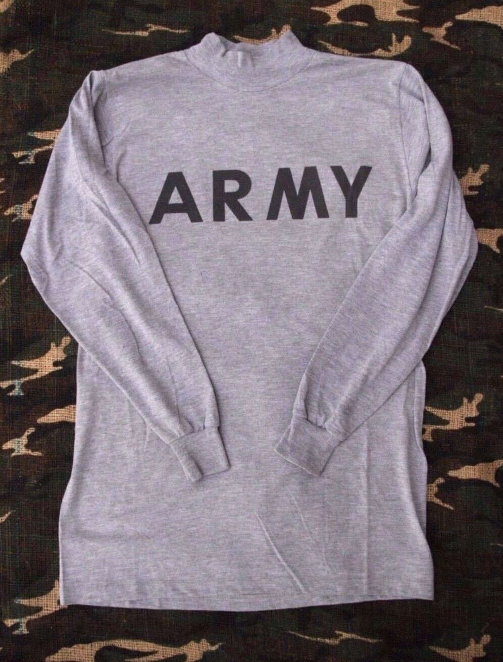 US ARMY GREY LONG SLEEVE PT SHIRT IPFU PHYSICAL TRAINING REFLECTIVE TSHIRT LARGE gallery