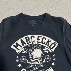 Marc Ecko Cut & Sew Shear Anarchy Skull Graphic T-Shirt Navy Blue Mens Size XL