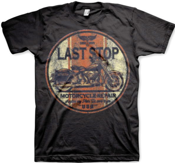Biker Last Stop T-Shirt 100% Cotton