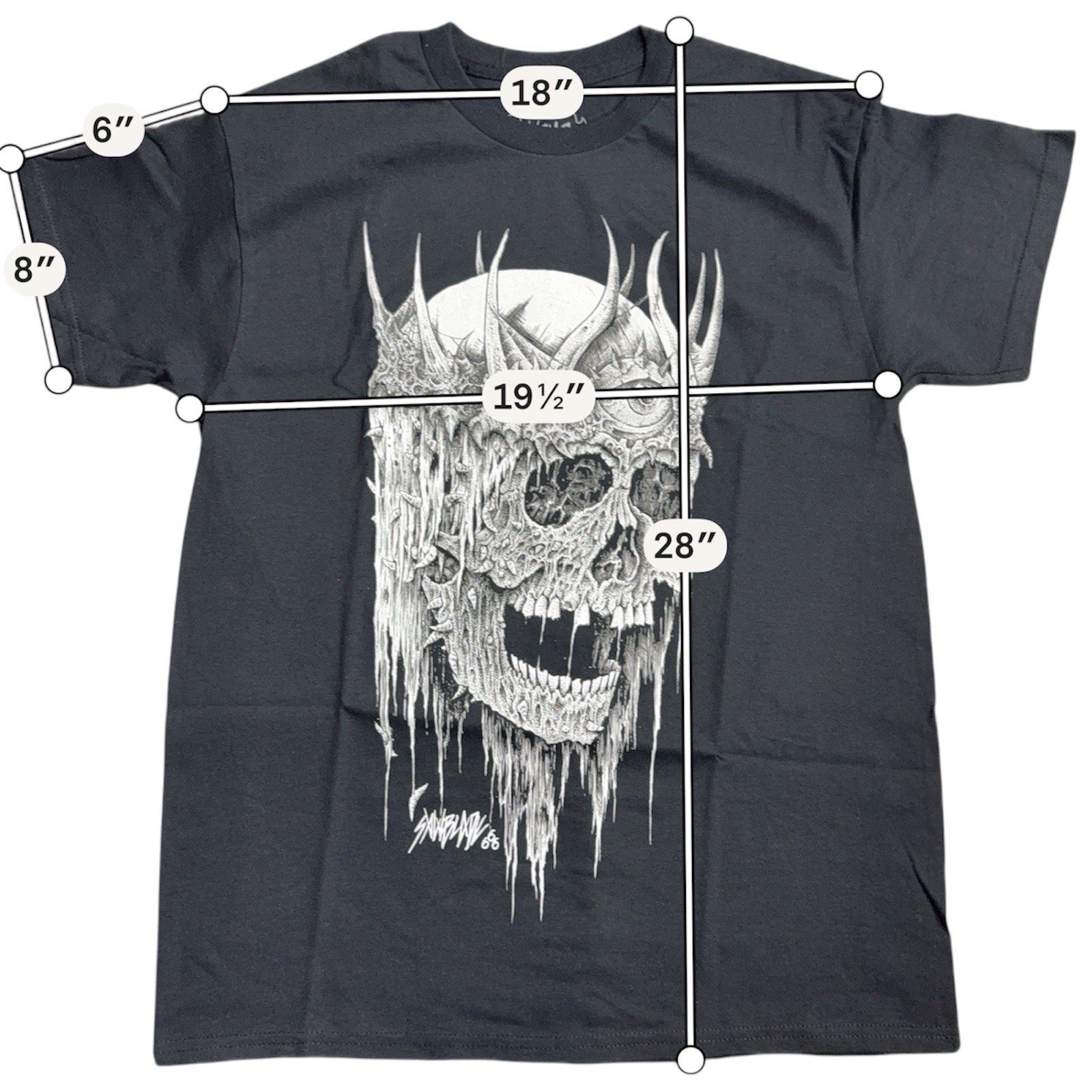 Spencers Sawblade666 Skull Graphic Tee Mens Medium Black Horror Goth Shirt gallery