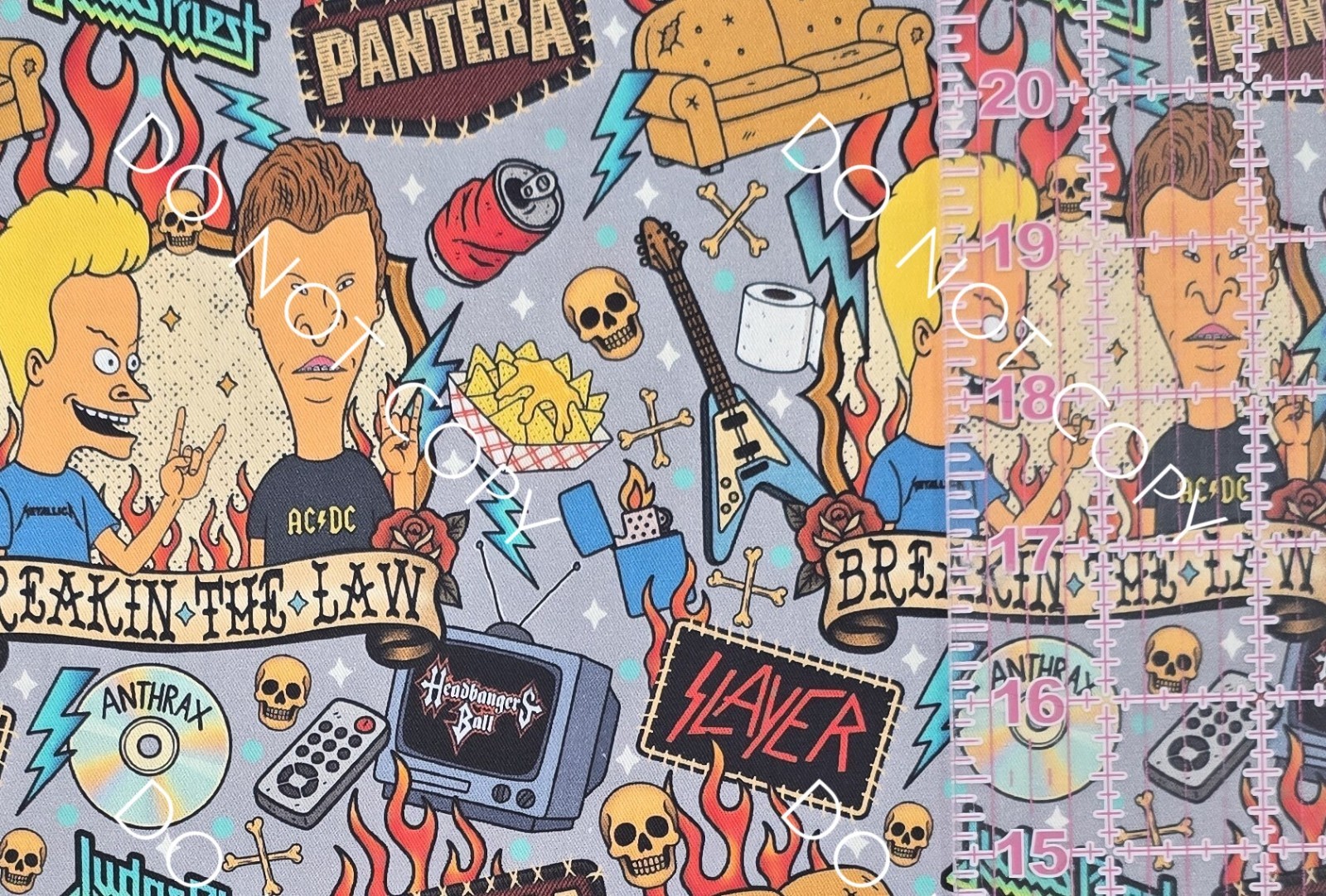 Custom Cotton Woven Fabric TV Show Beavis And Butthead By The 1/4 Yard 9×56