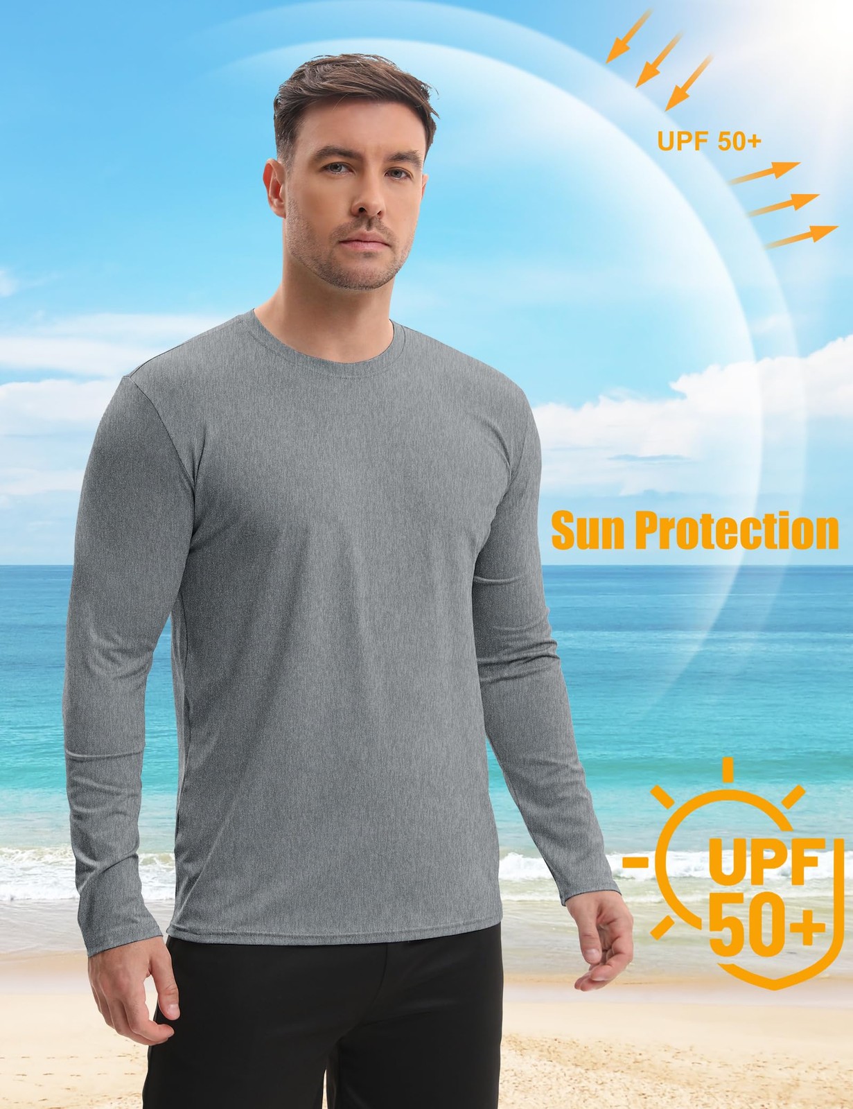 7 Pack Men's Quick Dry Long Sleeve Shirts Moisture Wicking UV UPF 50+ Sun Pro. gallery