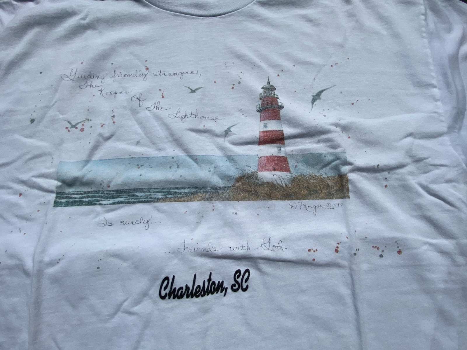 VTG 1990 Charleston South Carolina Lighthouse Seagulls Tourist Jerzees T Shirt L gallery