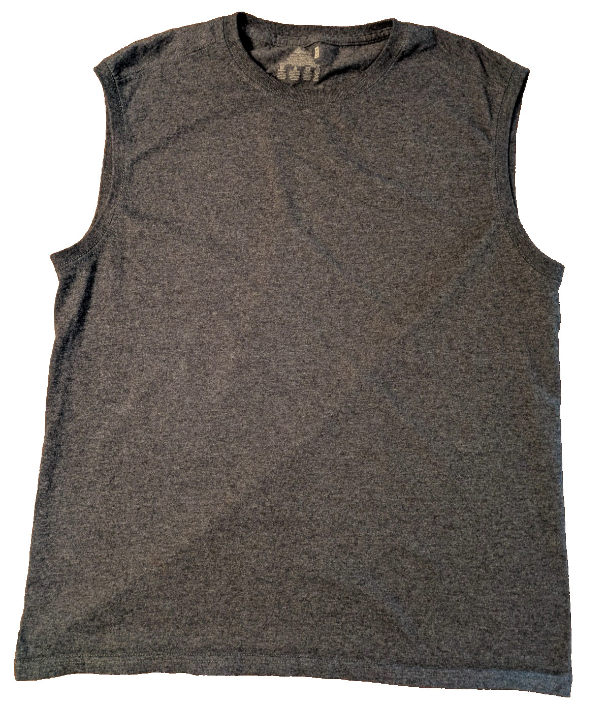 MEN'S SLEEVELESS TSHIRT: Charcoal Gray Muscle Fit Training Gym Wear MEDIUM M gallery