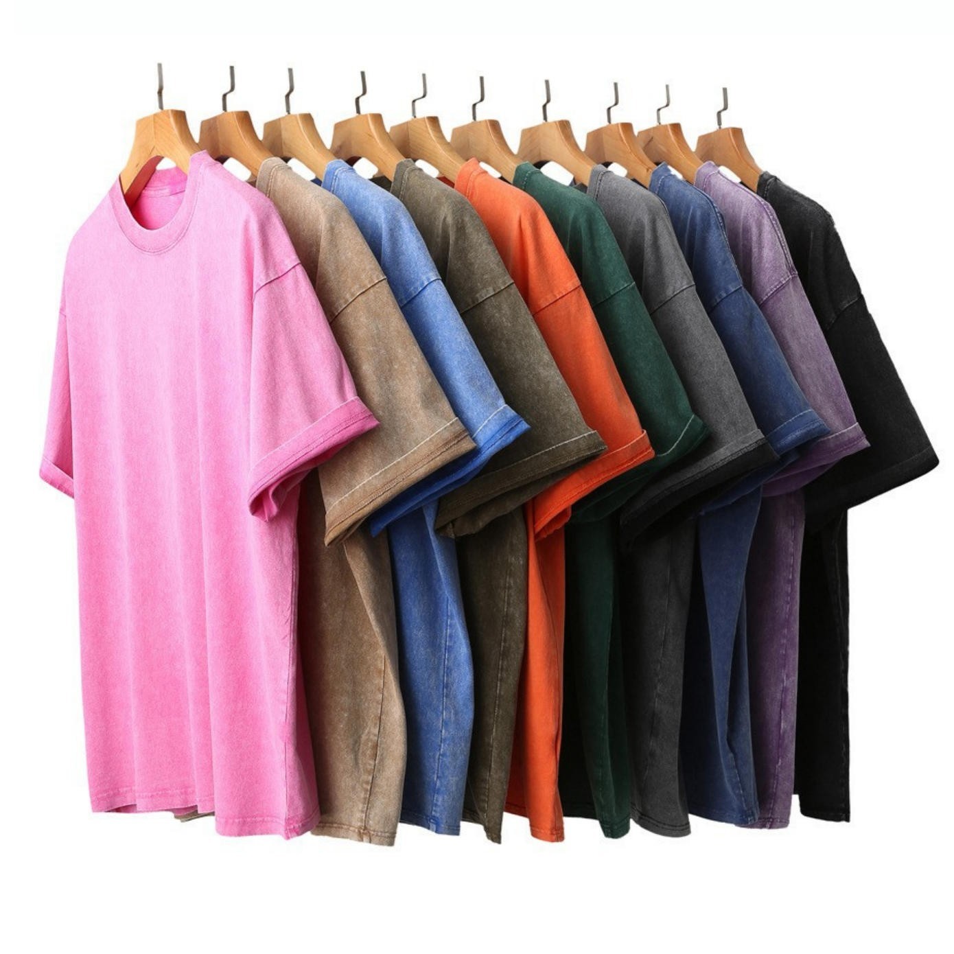 Summer Men's Washed T-Shirts 230G Heavy Cotton Vintage Faded Color Oversized Hot gallery