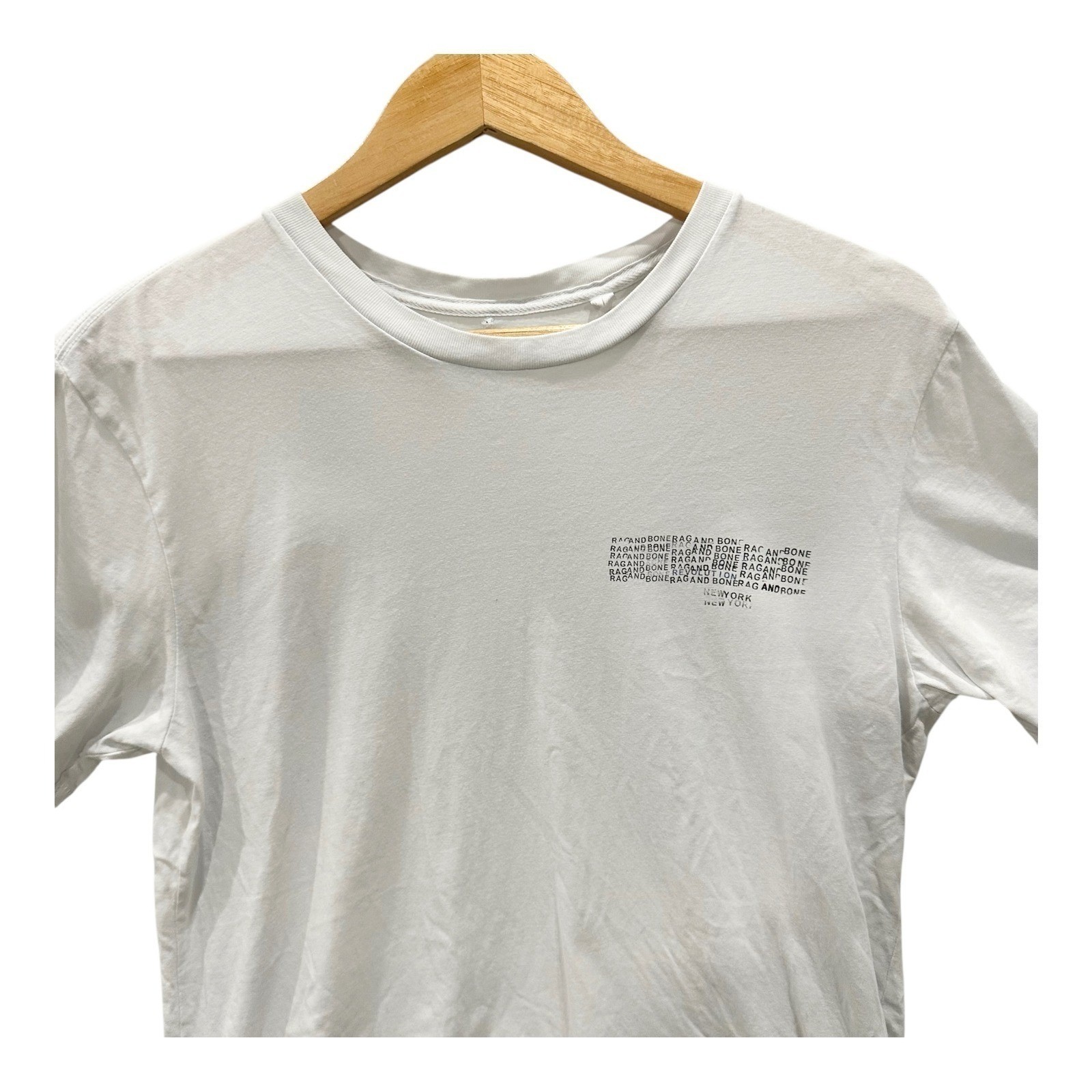 Rag & Bone Mens S White Organic Cotton Graphic Logo T-Shirt