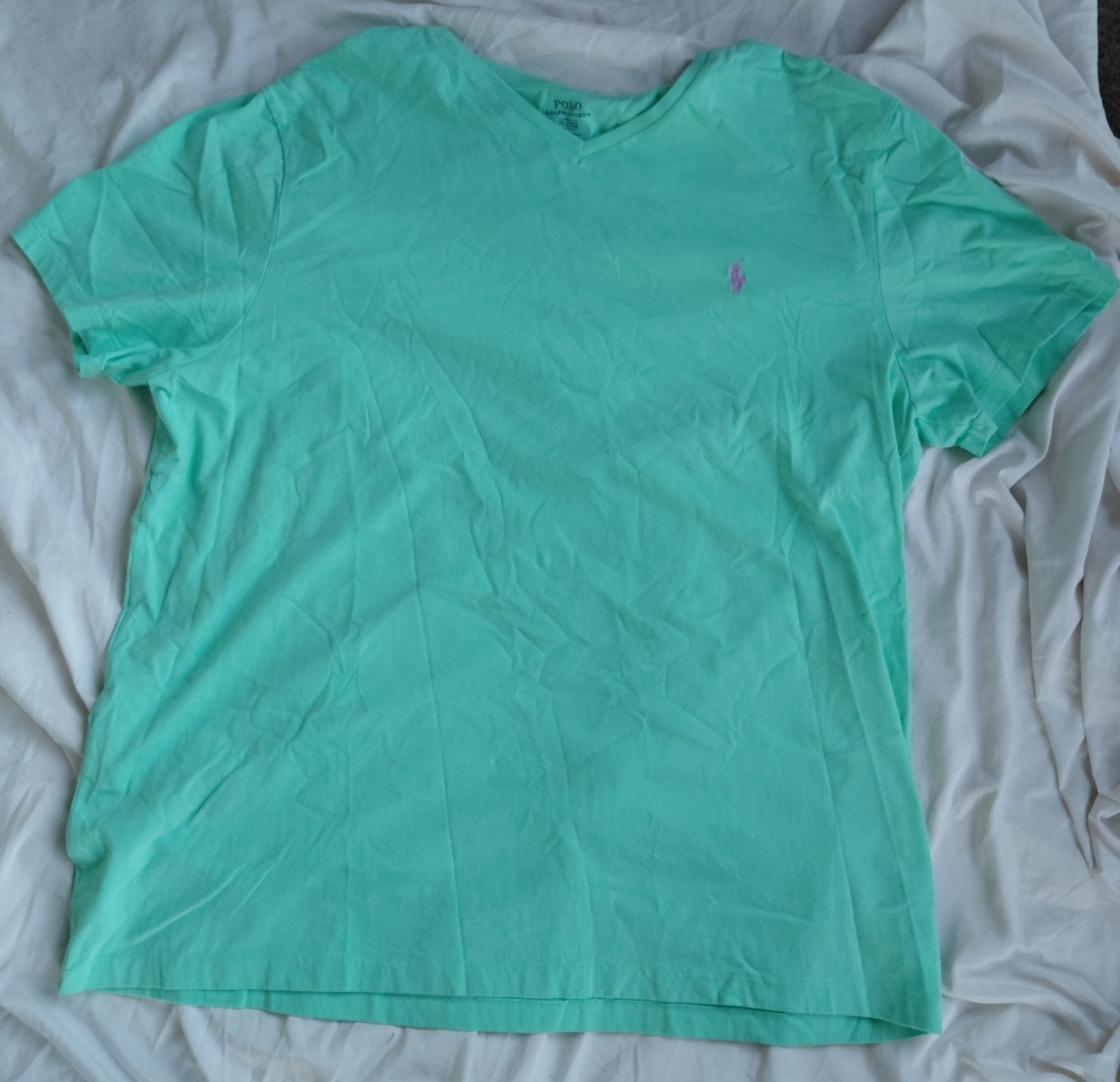 POLO RALPH LAUREN Men’s Green T-Shirt M Purple Pony Crew Neck Cotton Classic gallery