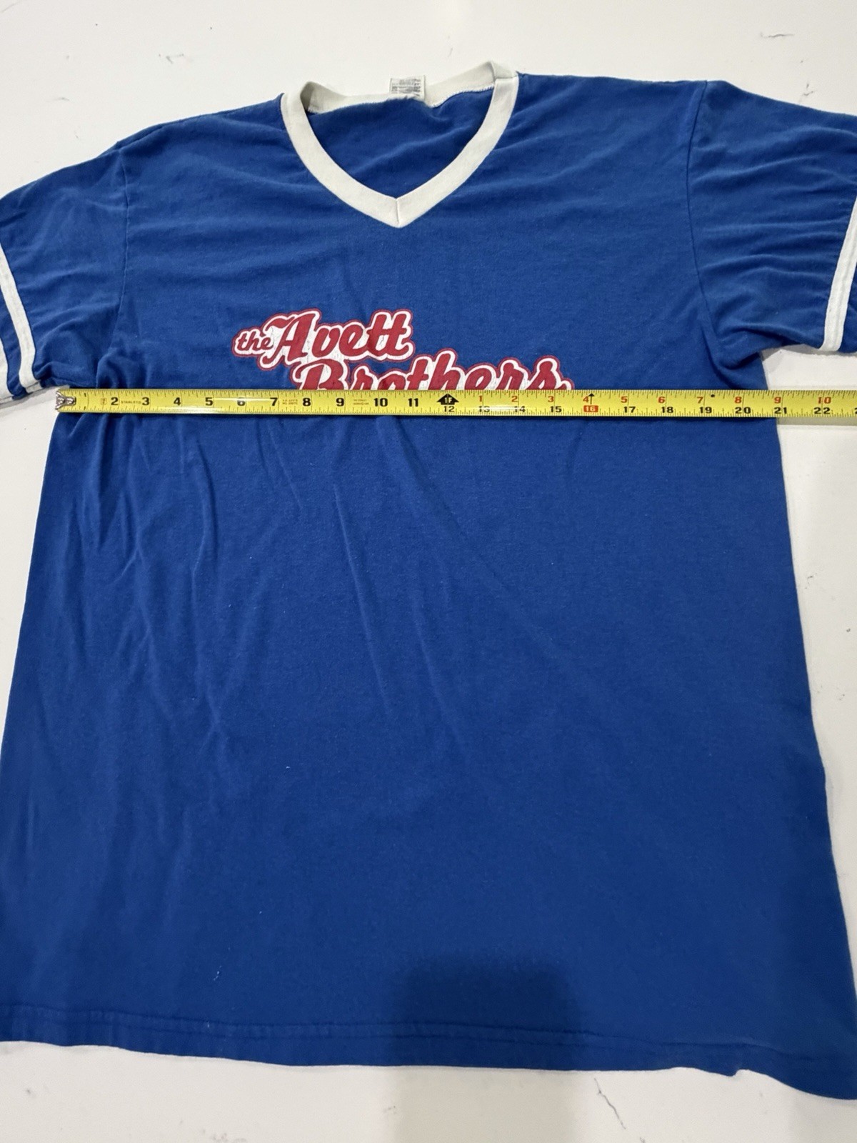 Augusta Sportswear The Avett Brothers Blue White V-Neck Men's M T-Shirt gallery