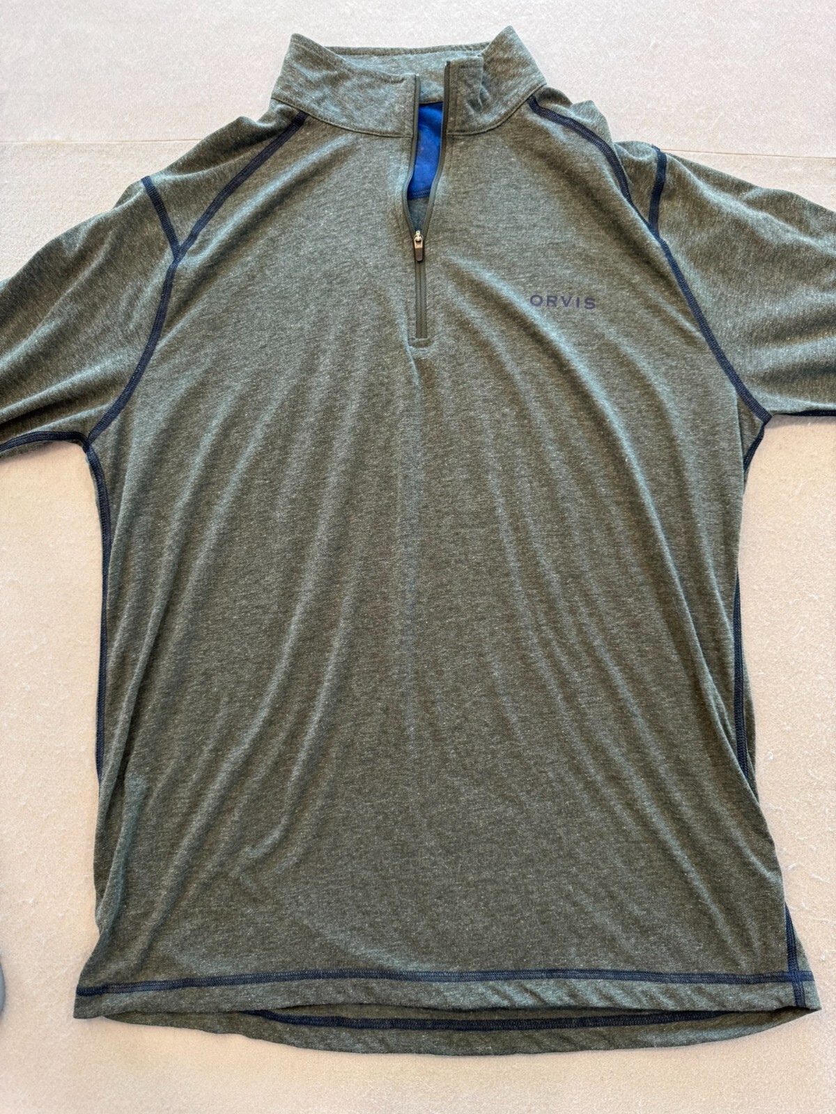 ORVIS Shirt Men's Medium Green 1/4 Zip Pullover Stand Collar Knit Outdoor Layer gallery