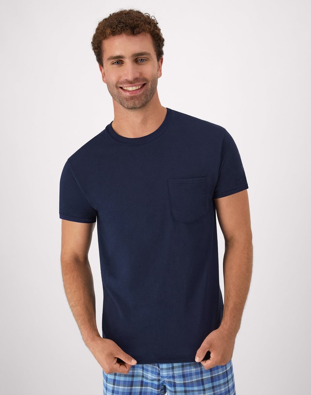 Hanes Men's Cotton Pocket T-Shirt, Moisture-Wicking with Odor Control, Assorted gallery