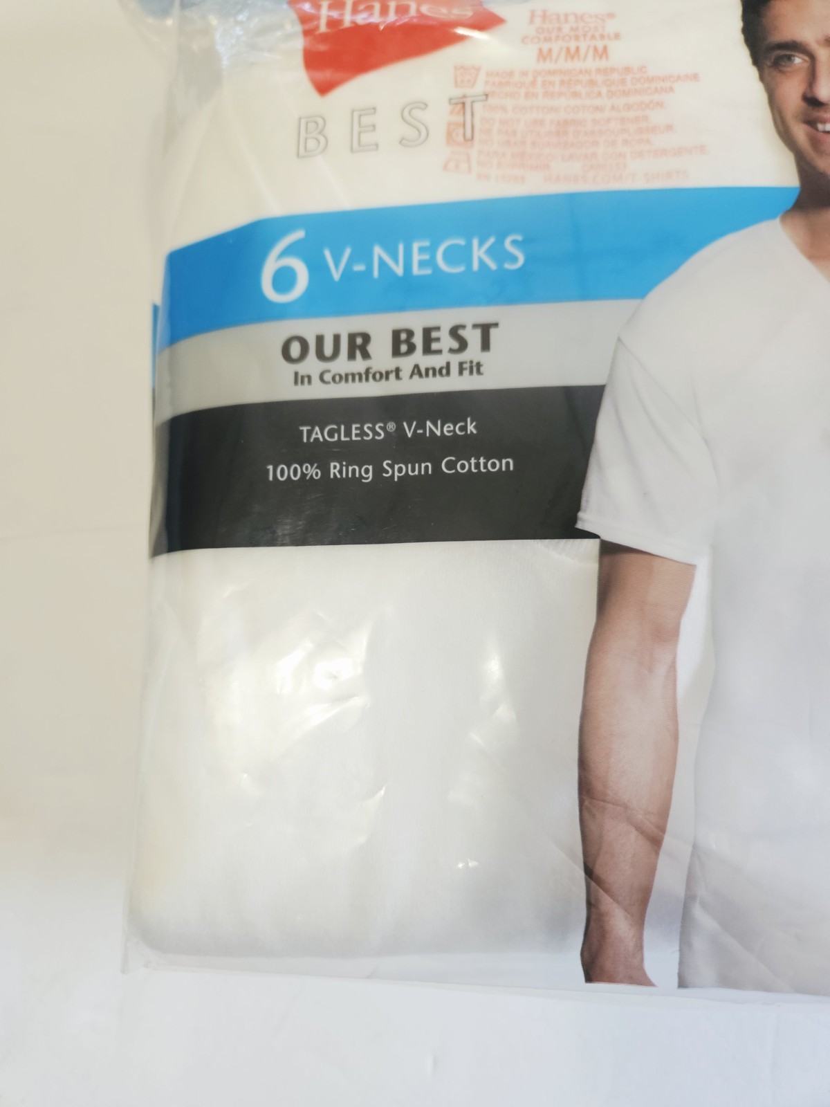 Hanes Best Men's V-Necks Tagless Undershirt Underwear T Shirt Sz M White, 6 Pack gallery