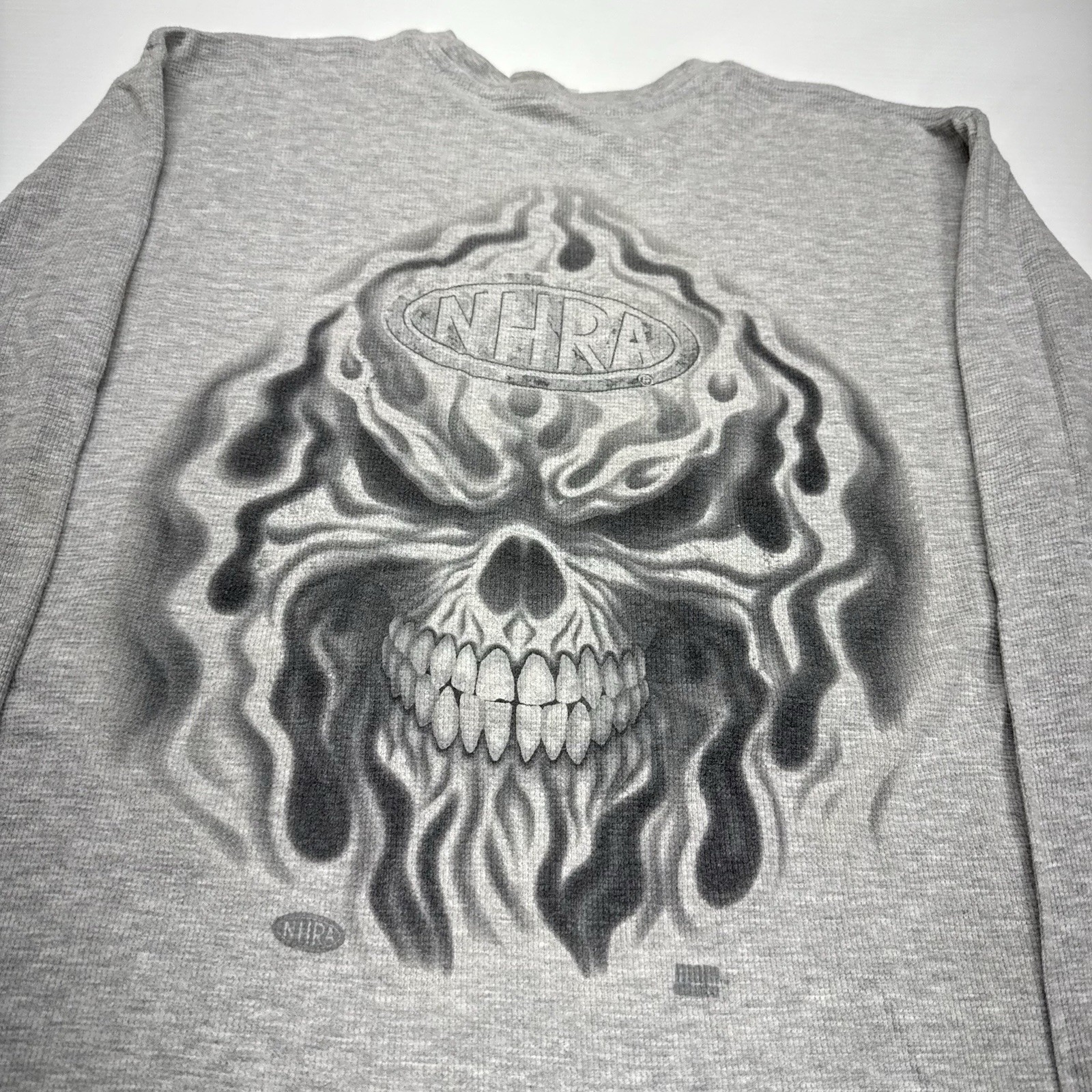 NHRA Championship Drag Racing Mens Thermal Waffle Knit Long Sleeve Shirt L Gray gallery