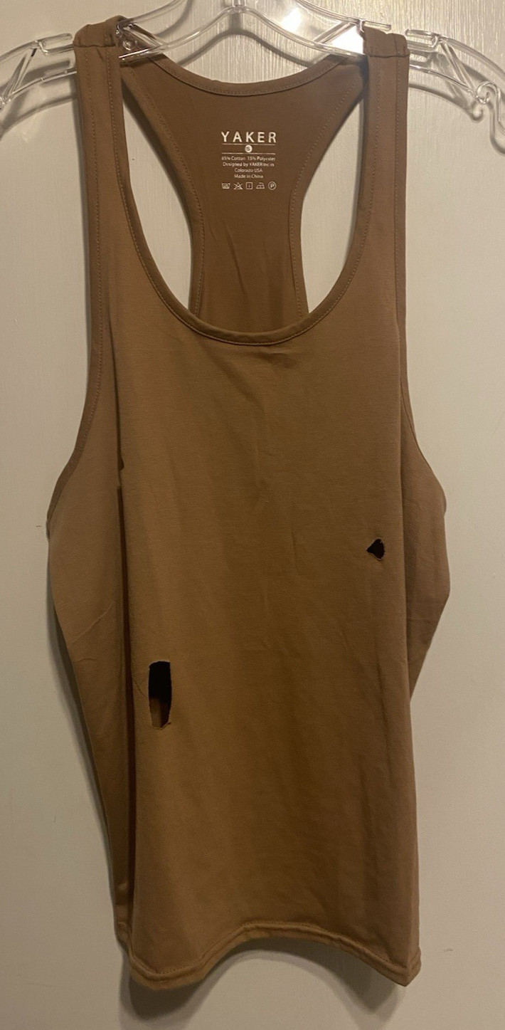 Yaker Body Racerback Tank top Brown cotton poly size Medium NWOT distressed