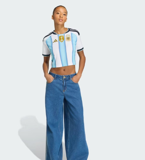 Adidas Argentina 26 Home Crop Jersey Women Shirt White Icey Blue KE5982 gallery