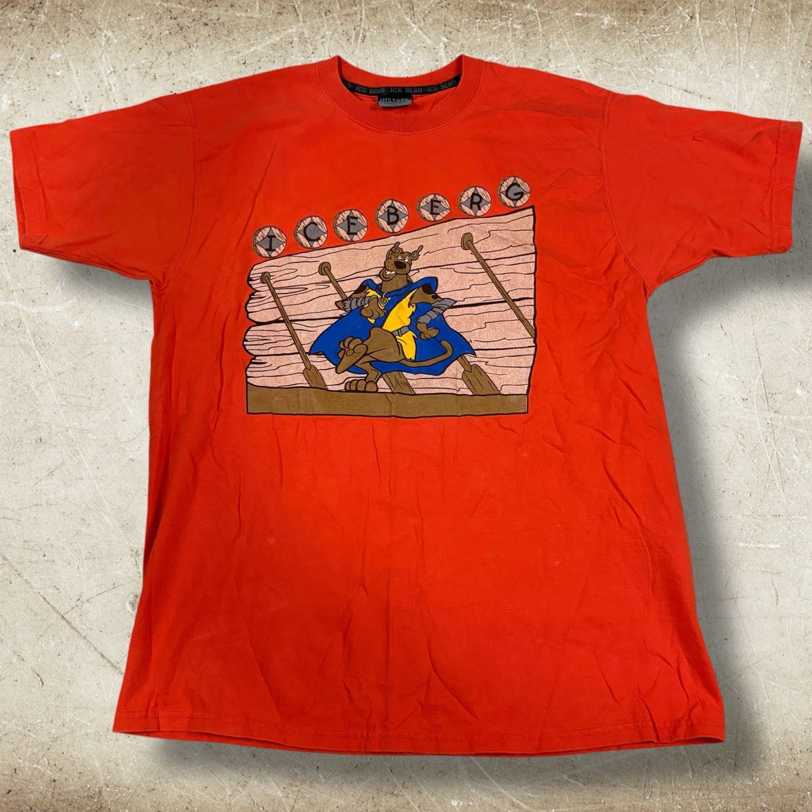 Vintage Iceberg Scooby Doo T Shirt Men’s Size XL Orange Hip Hop Retro 90’s Italy