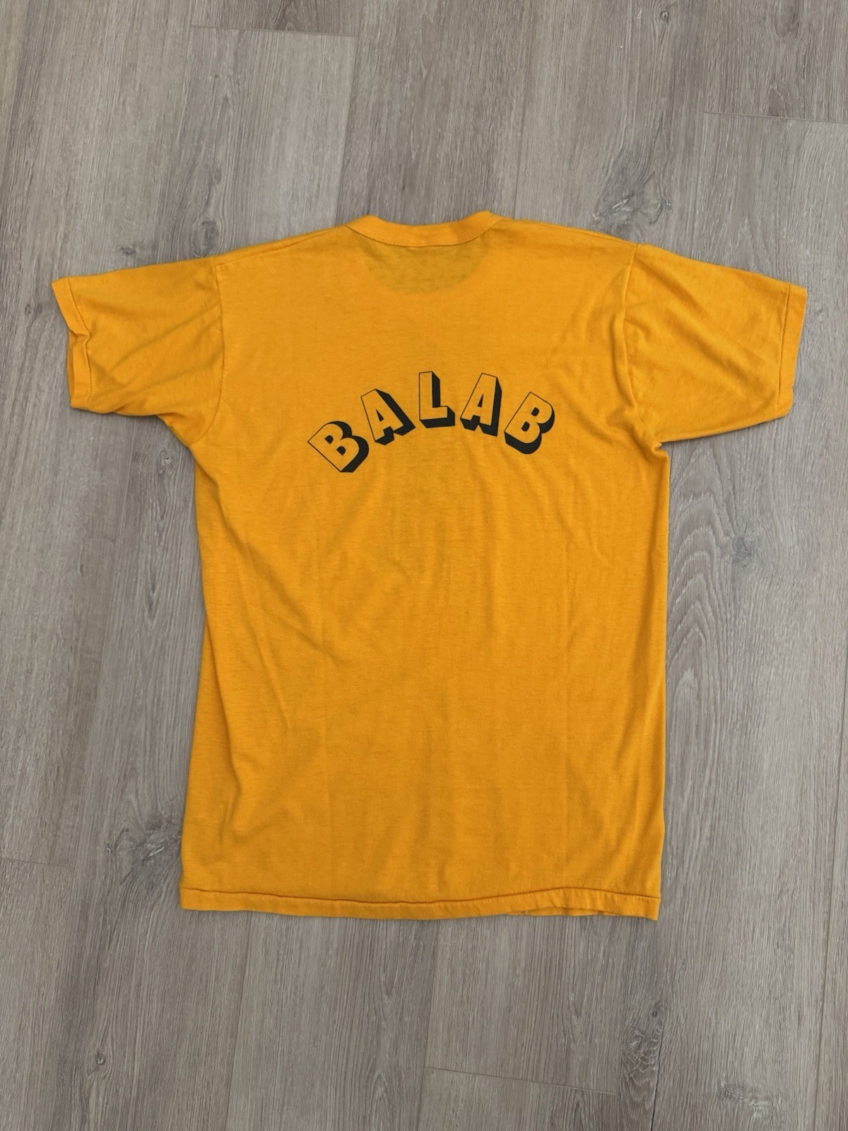 vintage 70s BALAB Russell Athletic Tee L USA Single Stitch Text Tower Shirt True gallery