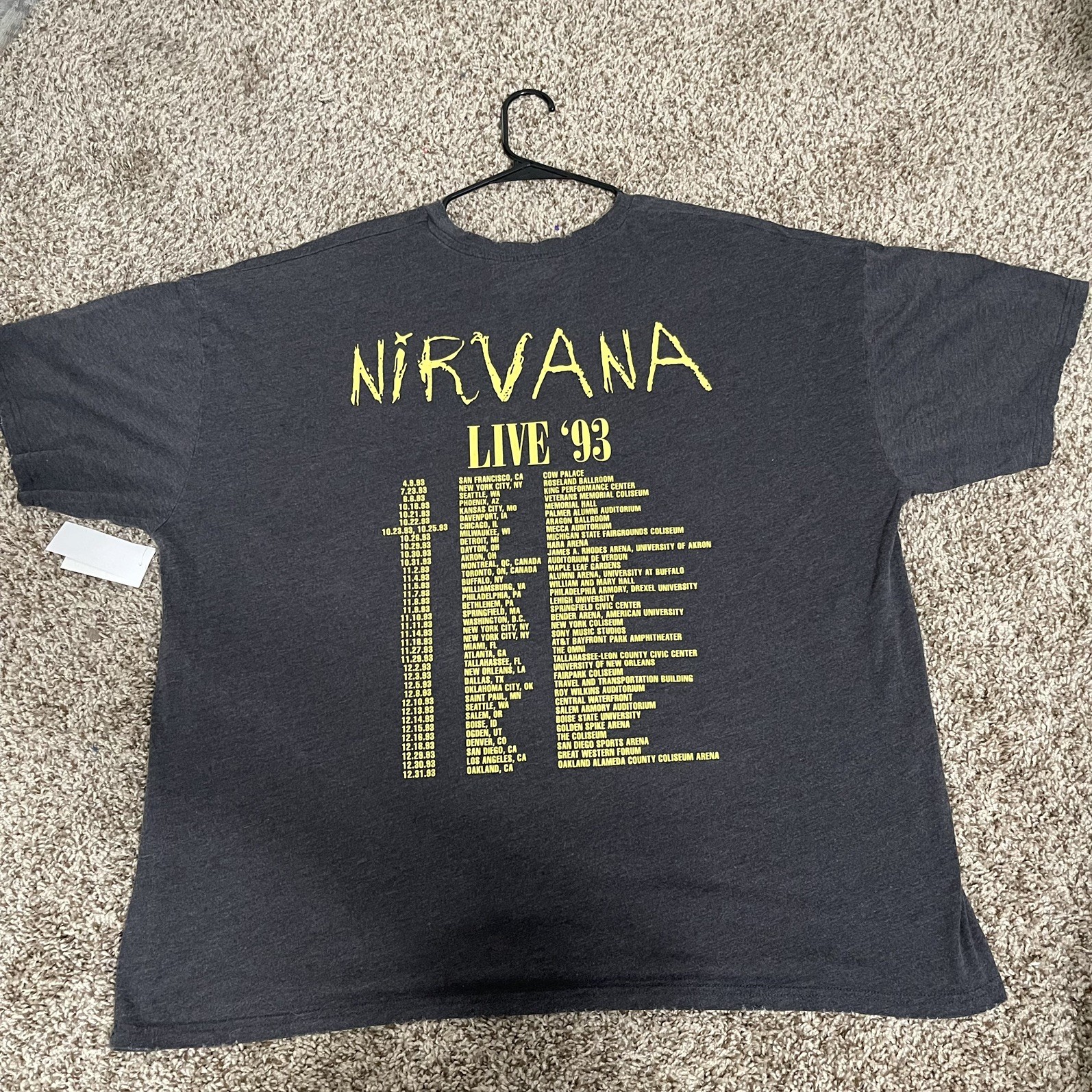 Nirvana Men's Smiley 1993 Tour Graphic Distress Relax Boxy Tee Size 2XL gallery