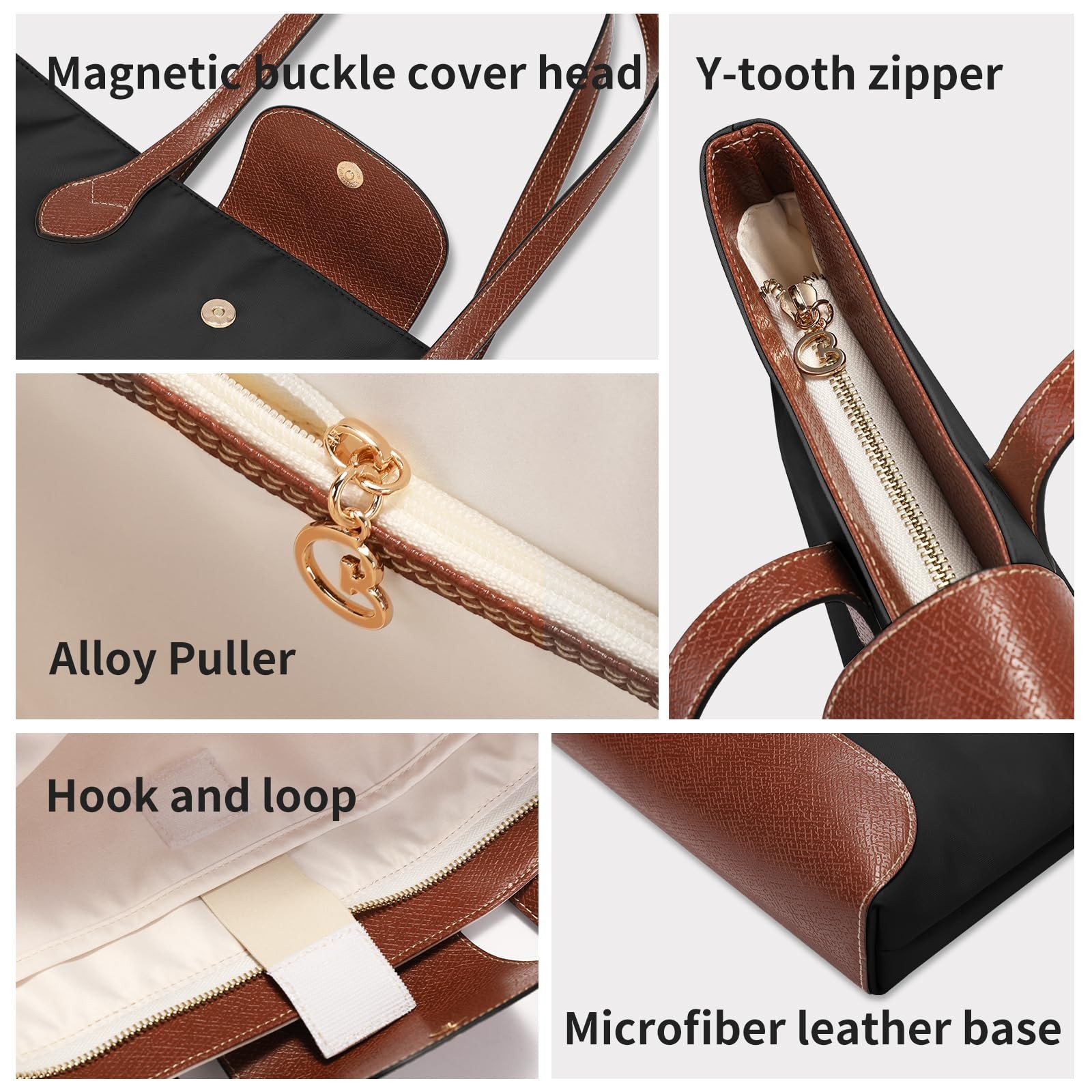 Slim Tote Bag for Women, Lightweight Shoulder Bag with Zipper, Structured Wor... gallery