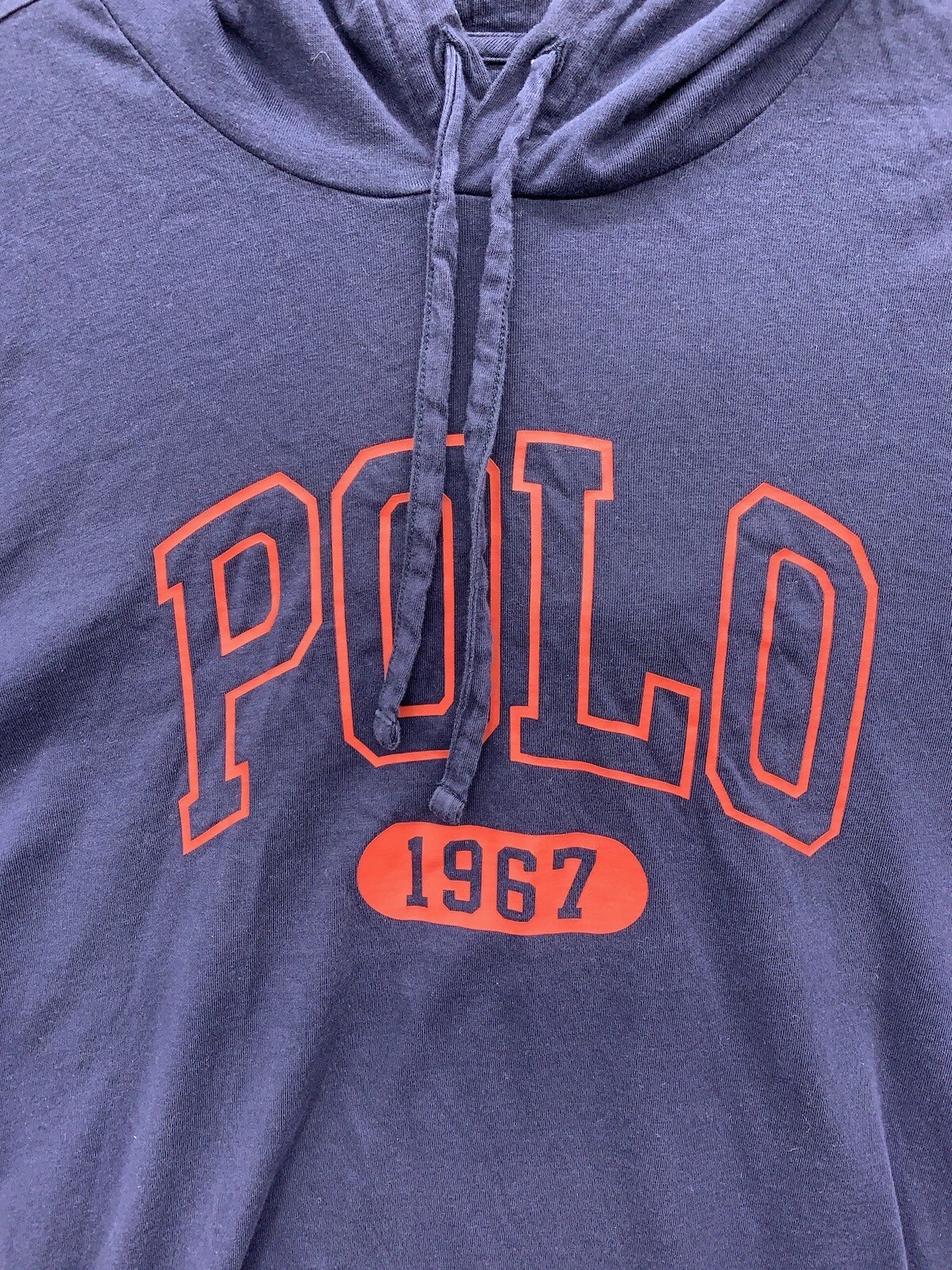 Polo Ralph Lauren Men's Long Sleeve Hooded Tee Shirt Large Navy Spell Out gallery