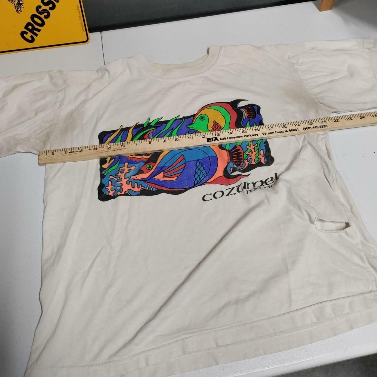 Cozumel mexico Art Fish Tee Vtg Distressed Thrashed Small A270ed gallery