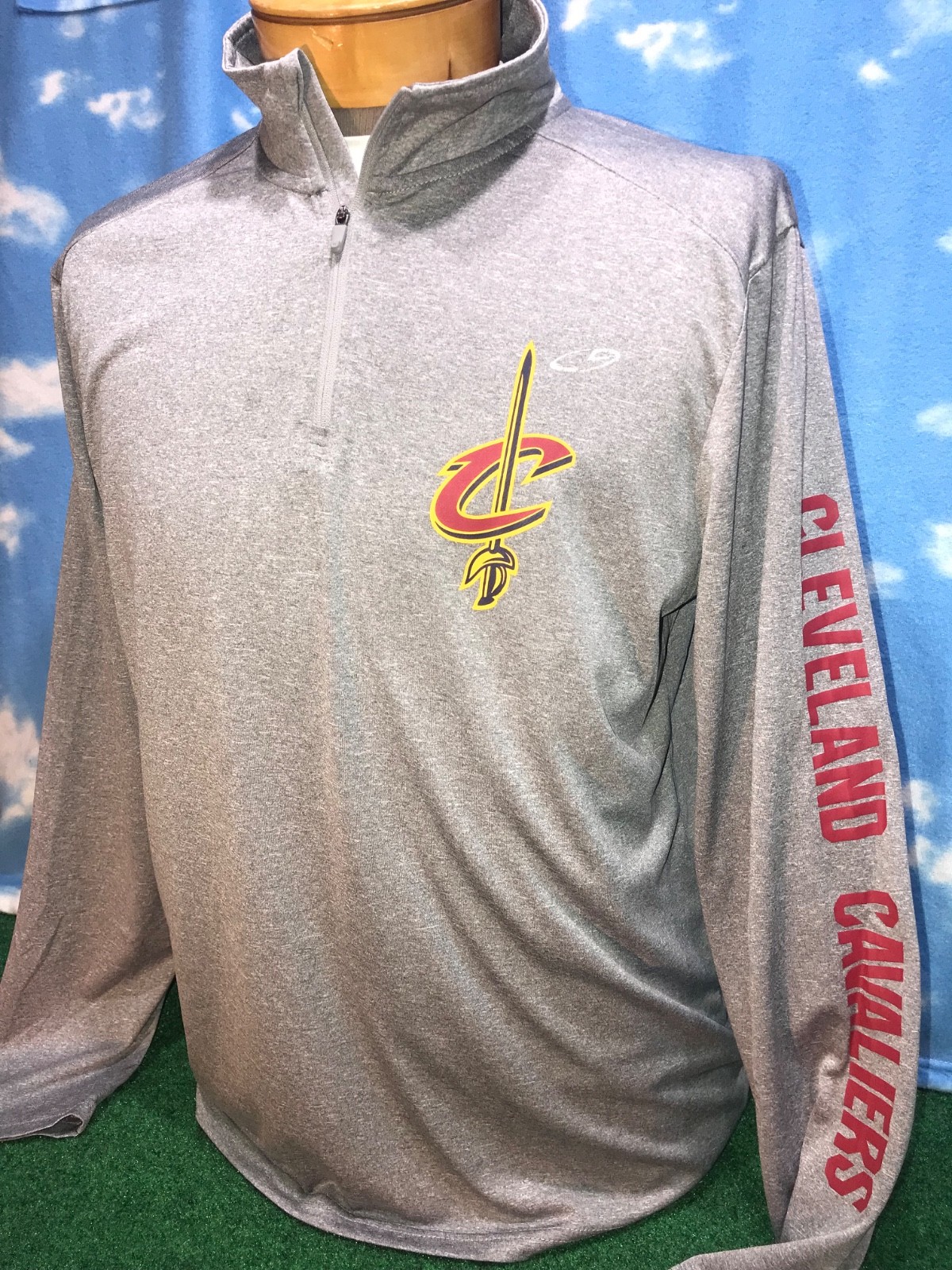 Cleveland Cavaliers LightWeight Jacket Large L NBA Gray 1/4 Zip Pullover C37 gallery