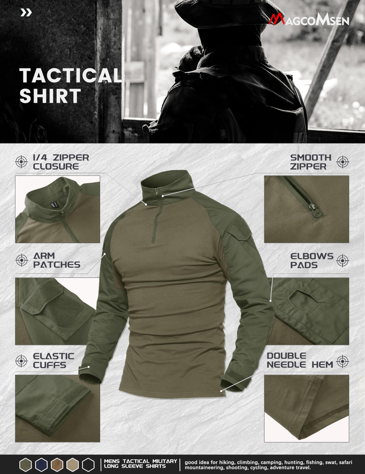 Men's Tactical Shirt Long Sleeve Ripstop Work 1/4 Zip Training Quick Dry Shirts gallery