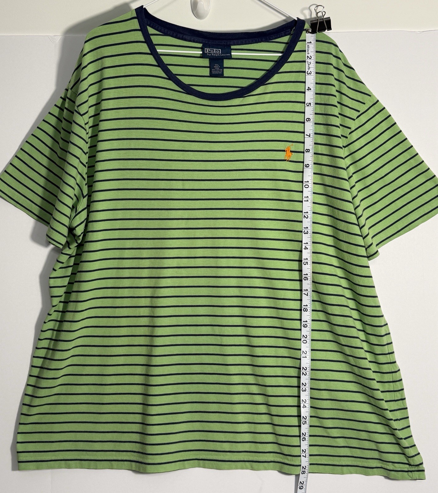 POLO by RALPH LAUREN Men’s Lime Green w/Navy Stripe Short Sleeve Tshirt Size XXL gallery