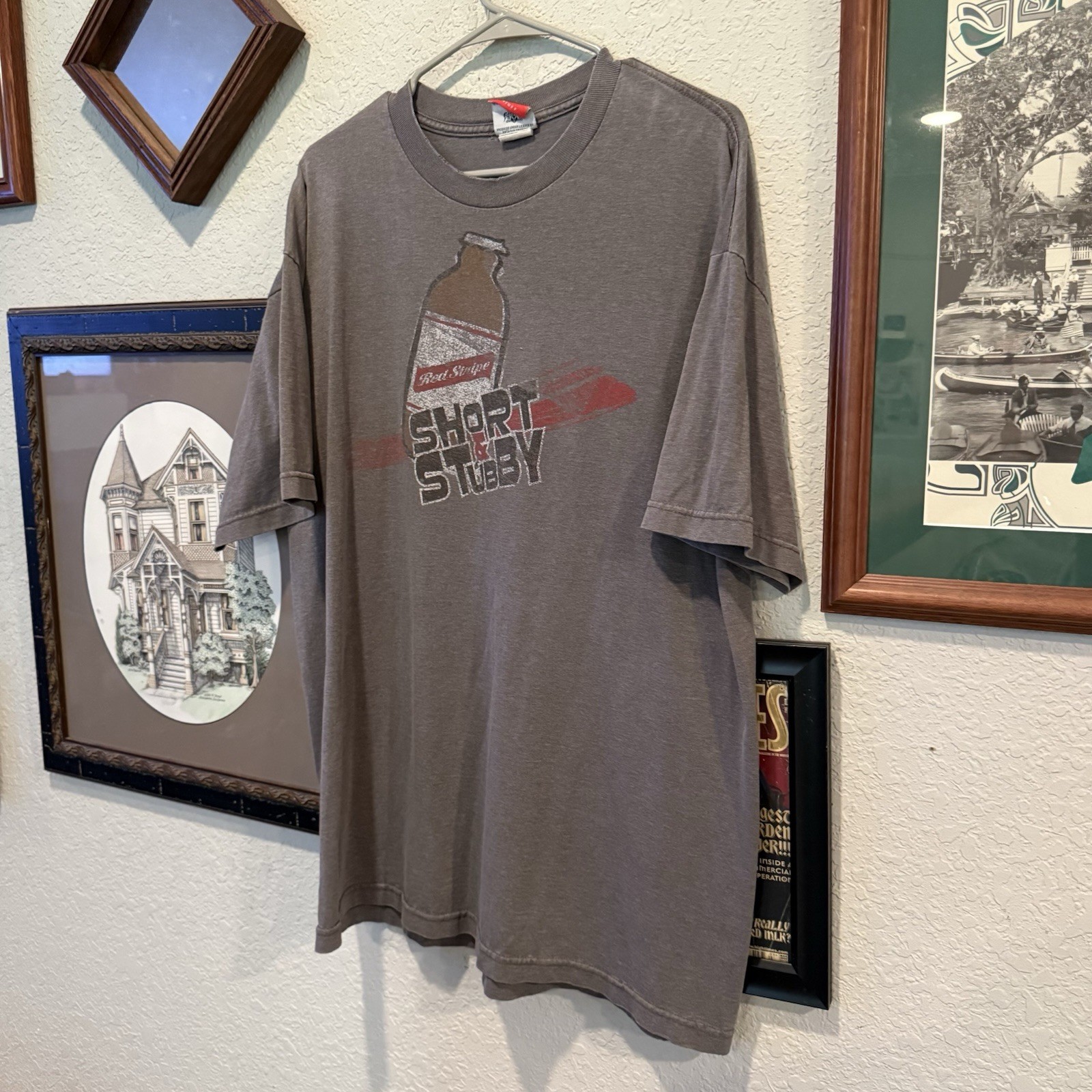 Vintage 90s RARE Red Stripe Short And Stubby Beer Shirt Size Men’s XL gallery