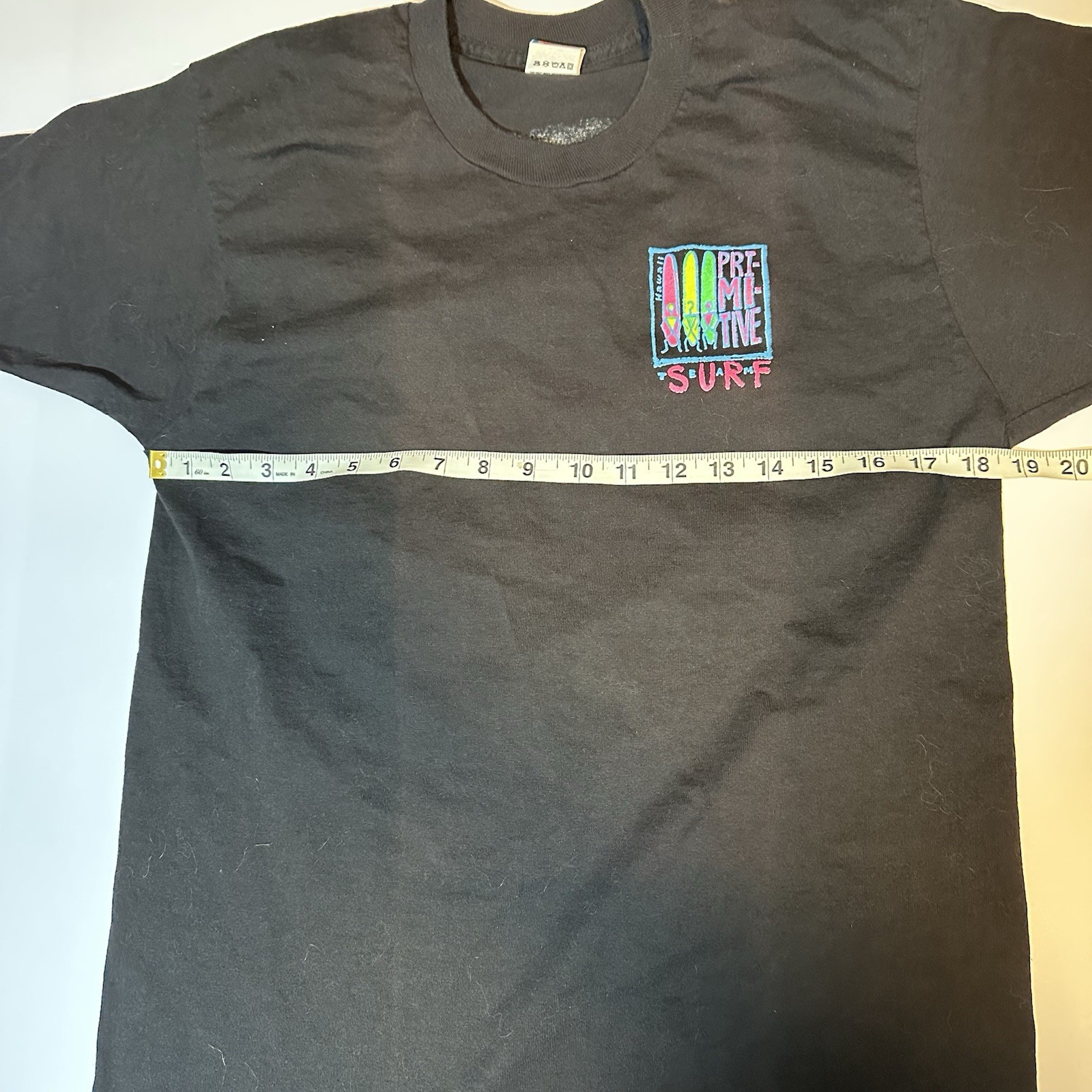Vintage 90s Primitive Surf Team T Shirt Hawaii Neon Single Stitch Black Sz L gallery