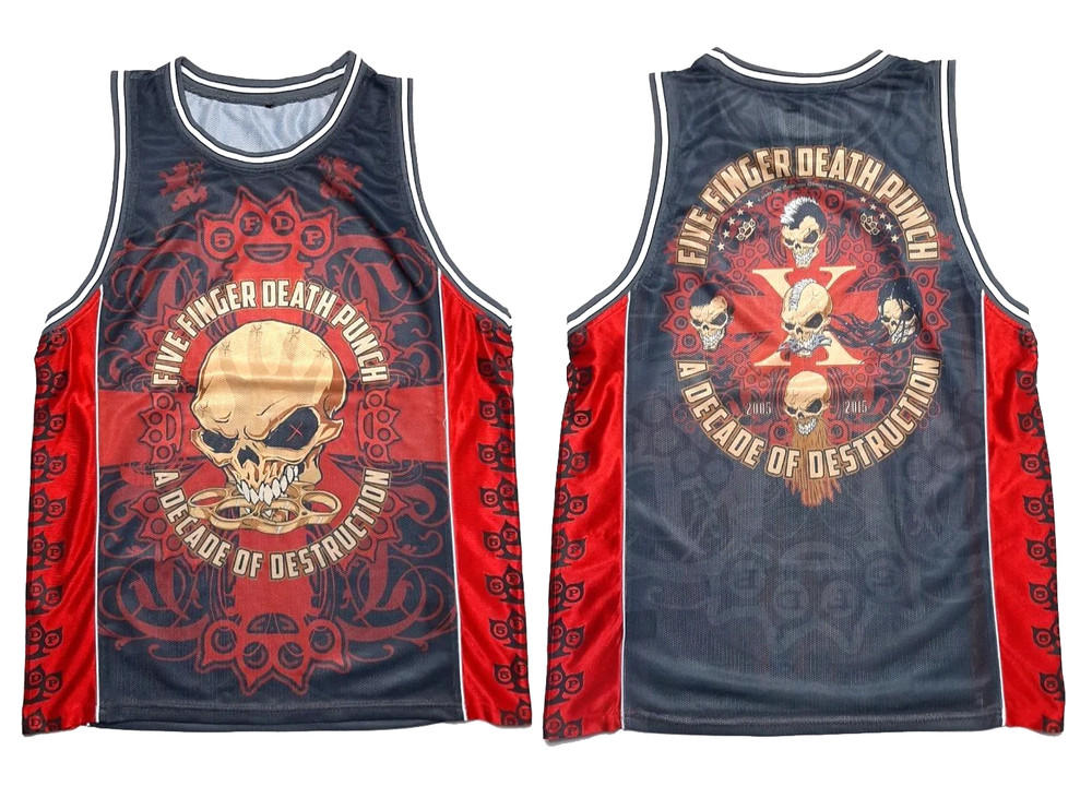 5Fdp Five Finger Death Punch Tour 3D AOP Basketball Jersey S-5XL EM1558