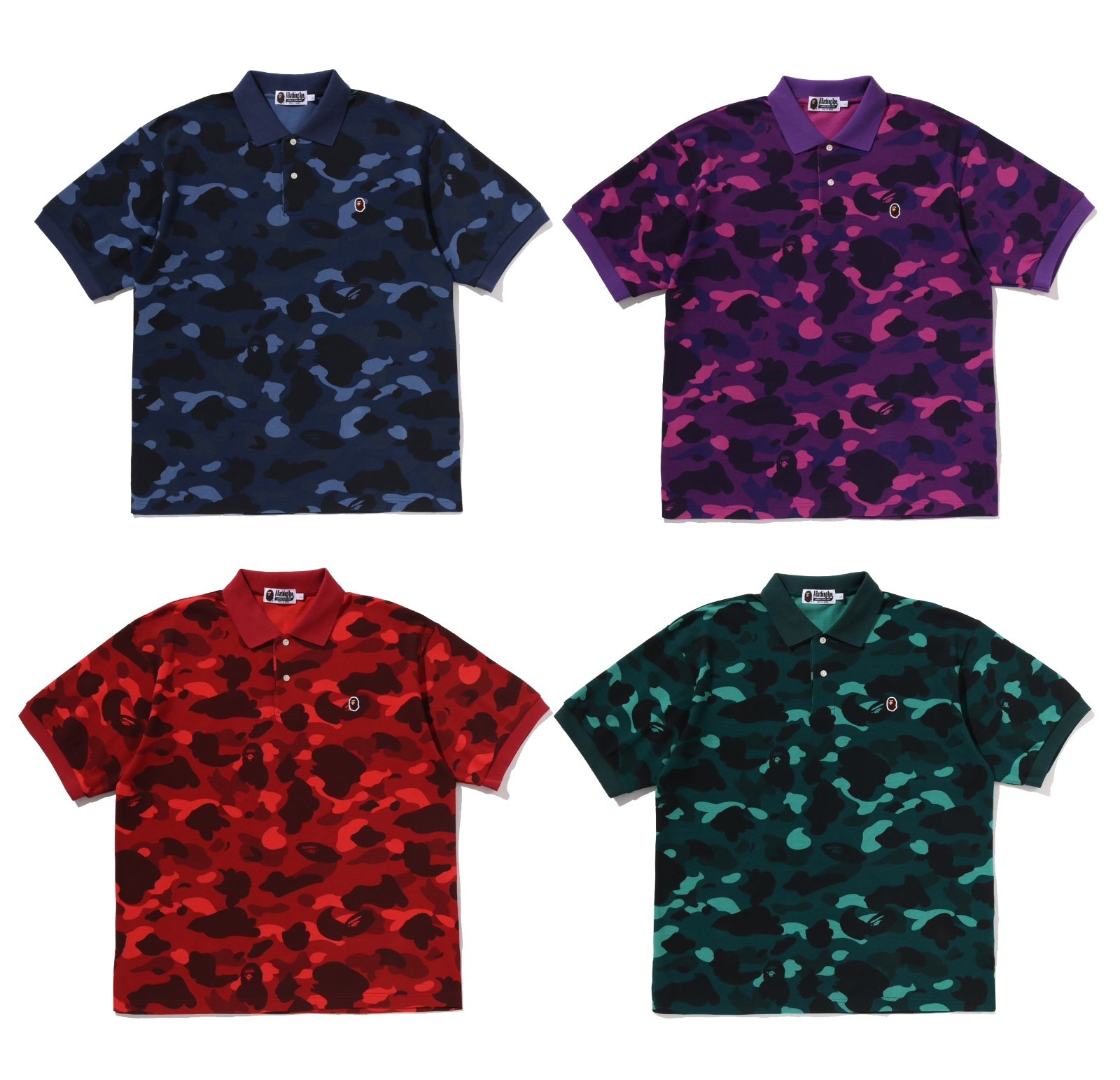 A BATHNIG APE Men’s COLOR CAMO ONE POINT RELAXED FIT POLO SHIRT 1M30112004 b