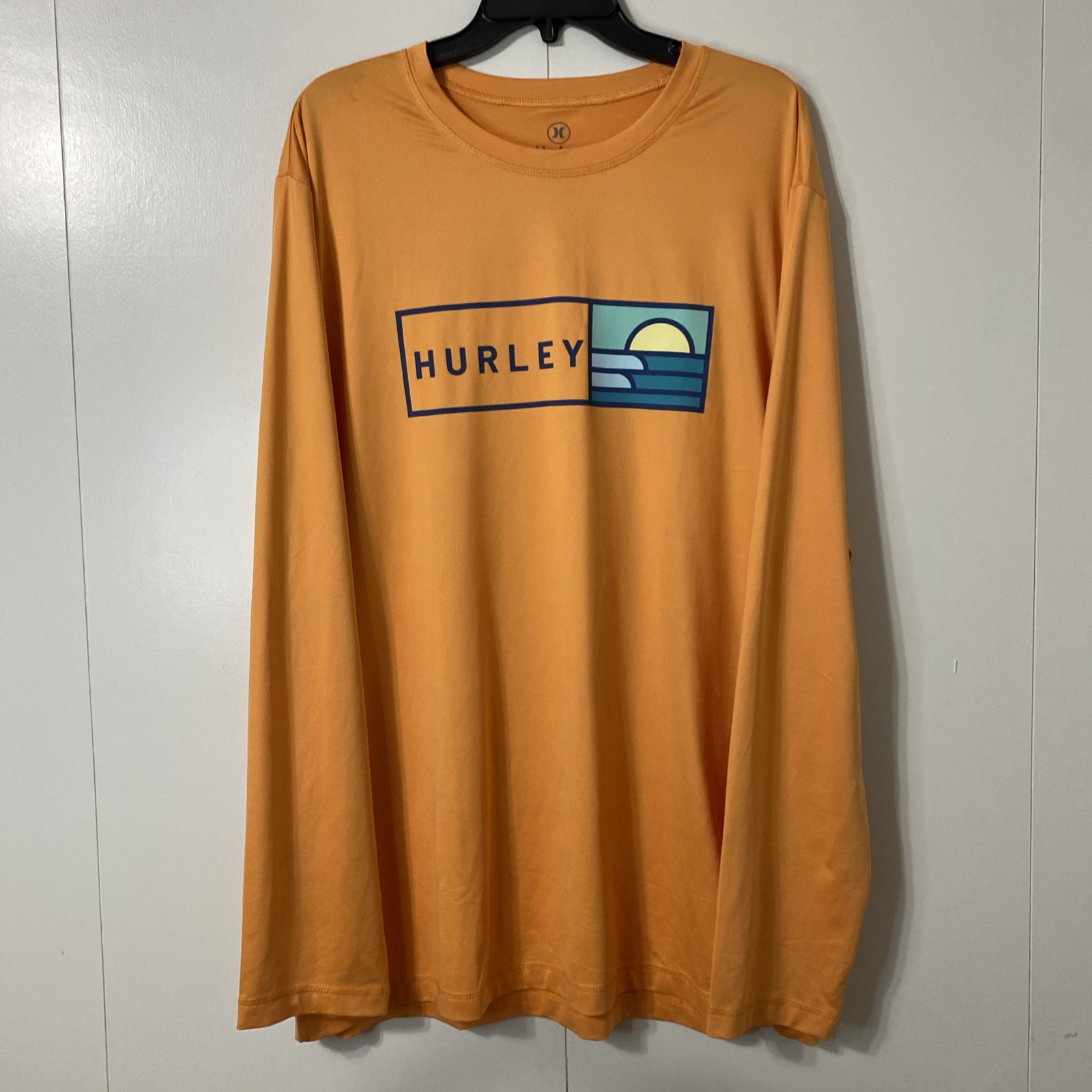 Hurley Men’s Nylon Spandex Long Sleeve Shirts Orange Sz XL