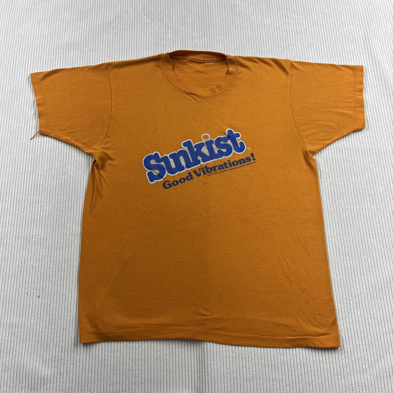Vintage Sunkist Shirt Mens Medium Orange Good Vibrations Graphic Soda Tee gallery