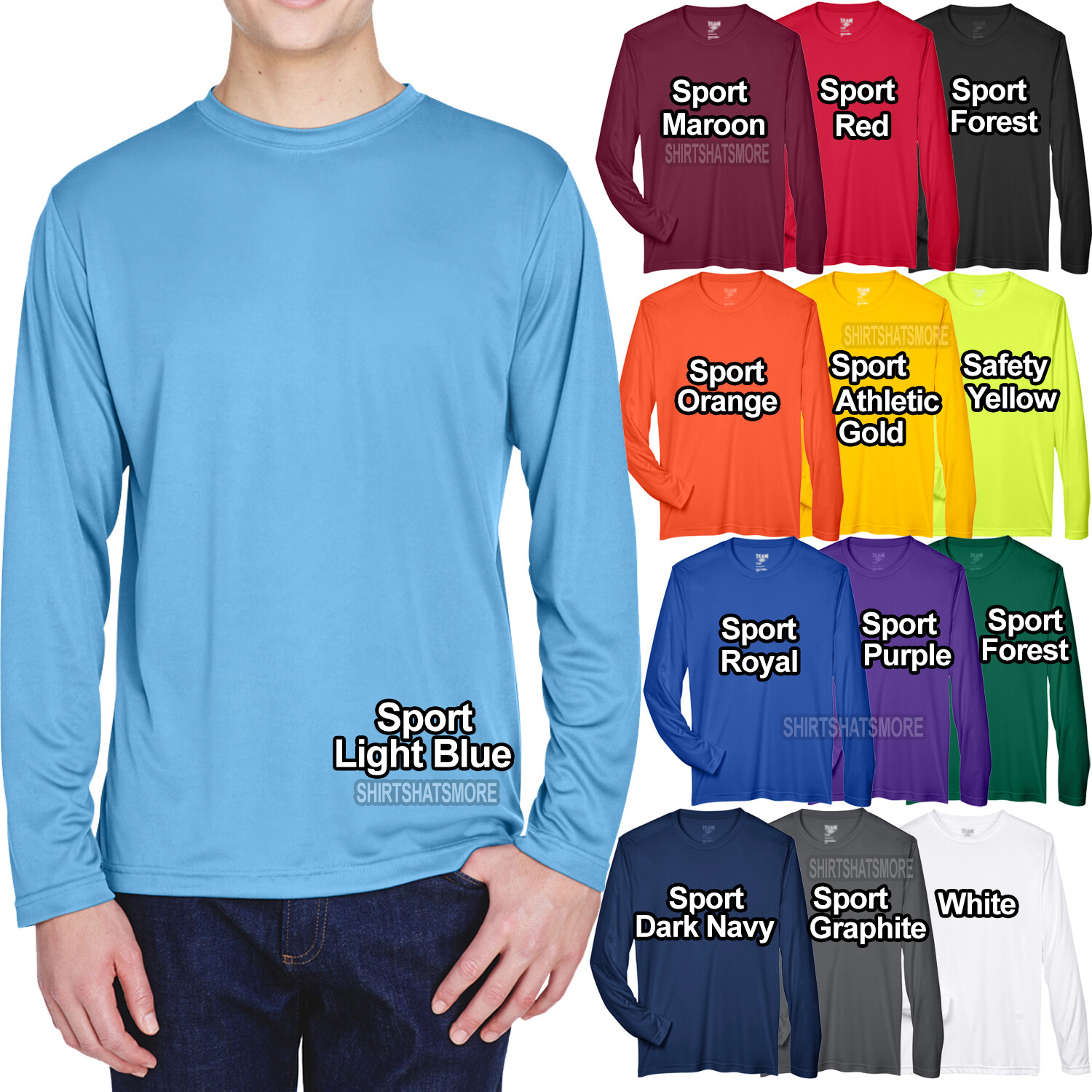 Mens Long Sleeve Fishing T-Shirt UPF 40+ Boat UV Moisture Wicking XS-XL 2X 3X 4X gallery