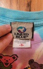 LIQUID BLUE GRATEFUL DEAD SPIRAL BEARS TIE DYE S Small TSHIRT T-shirt 1995 VTG