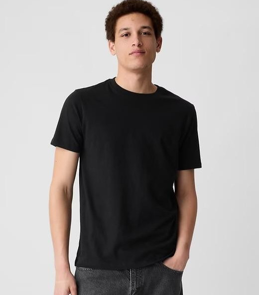 Gap Everyday Soft Shirt Mens Medium Black Basic Crew Neck Cotton Solid Tee NEW gallery
