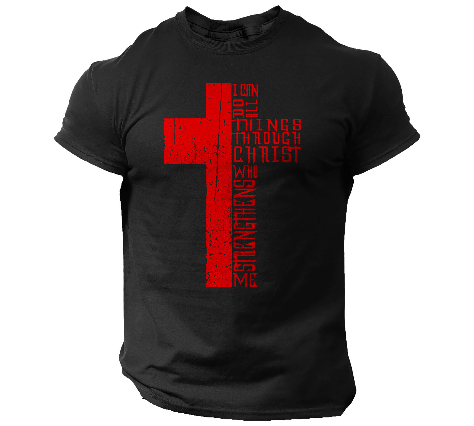 Bible Religious Cross T-Shirt Christian Men Faith Vintage Style I Can Do All gallery