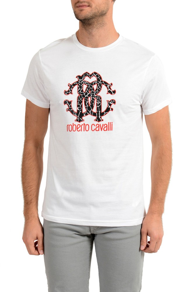 Roberto Cavalli “Beachwear” Men’s White Graphic Print T-Shirt Sz S M L XL 2XL