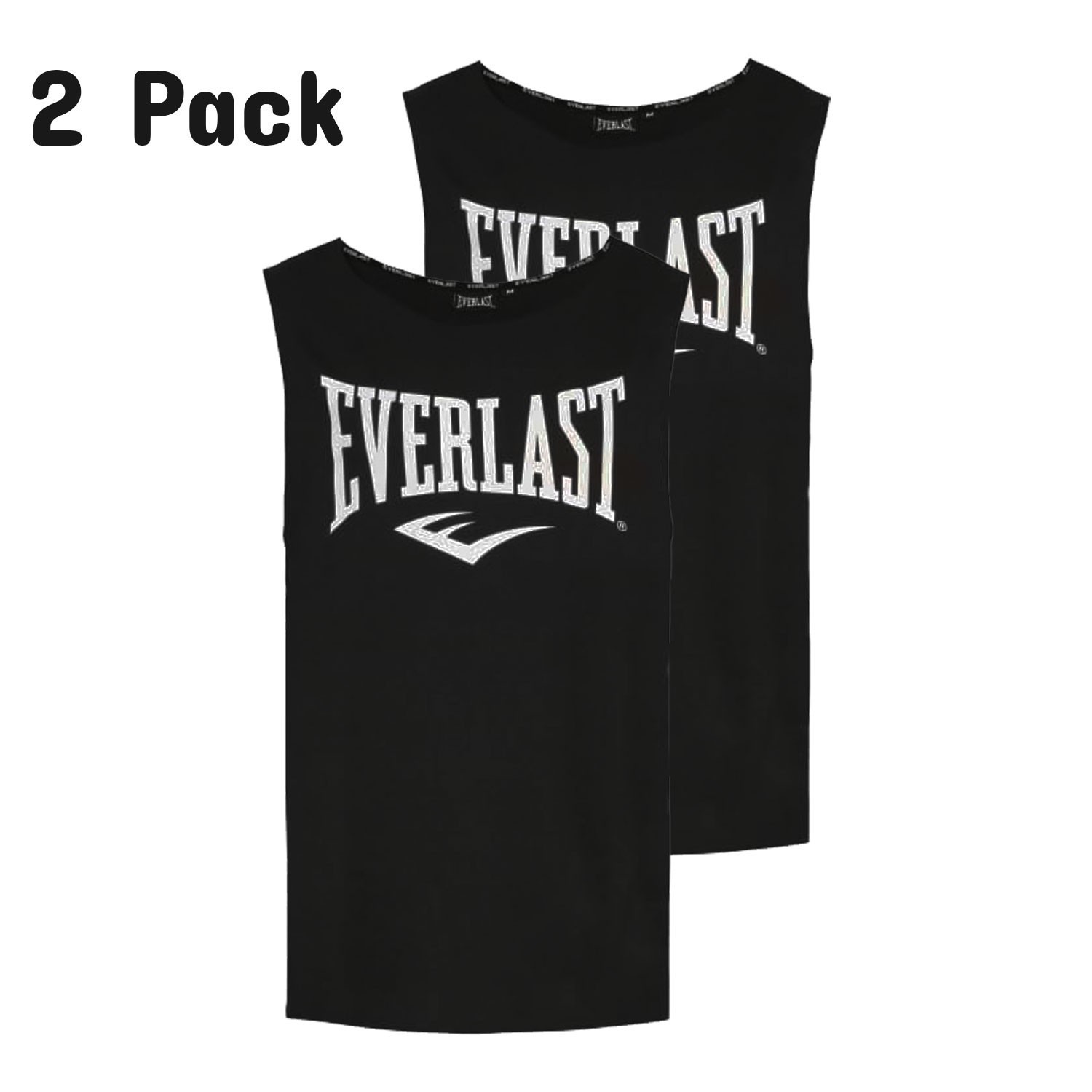 Everlast Men's Black Sleeveless Shirt Glenwood Tank Logo Vest - 2 Pack (S01) gallery