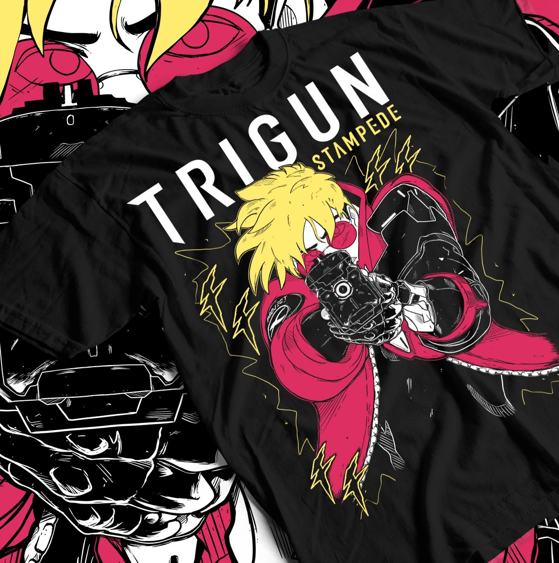 Vash The Stampede Moon Trigun Black T-Shirt V1